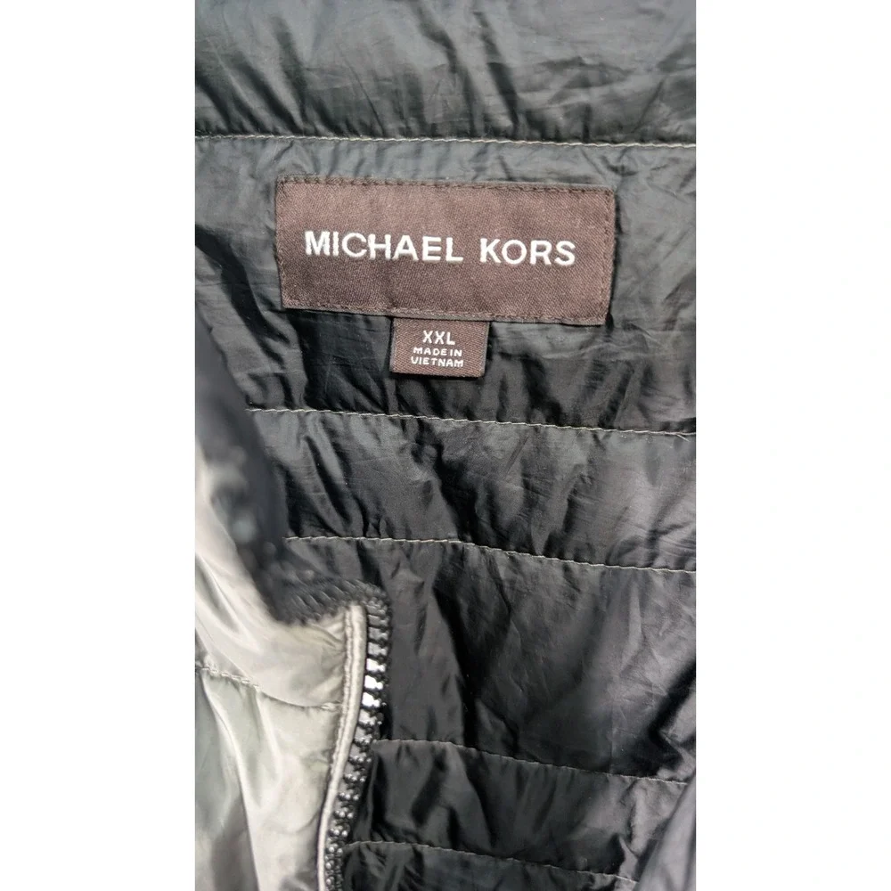 Michael Kors Mens Puffer Vest XXL Gray Quilted Full Zip Sleeveless Jacket‎